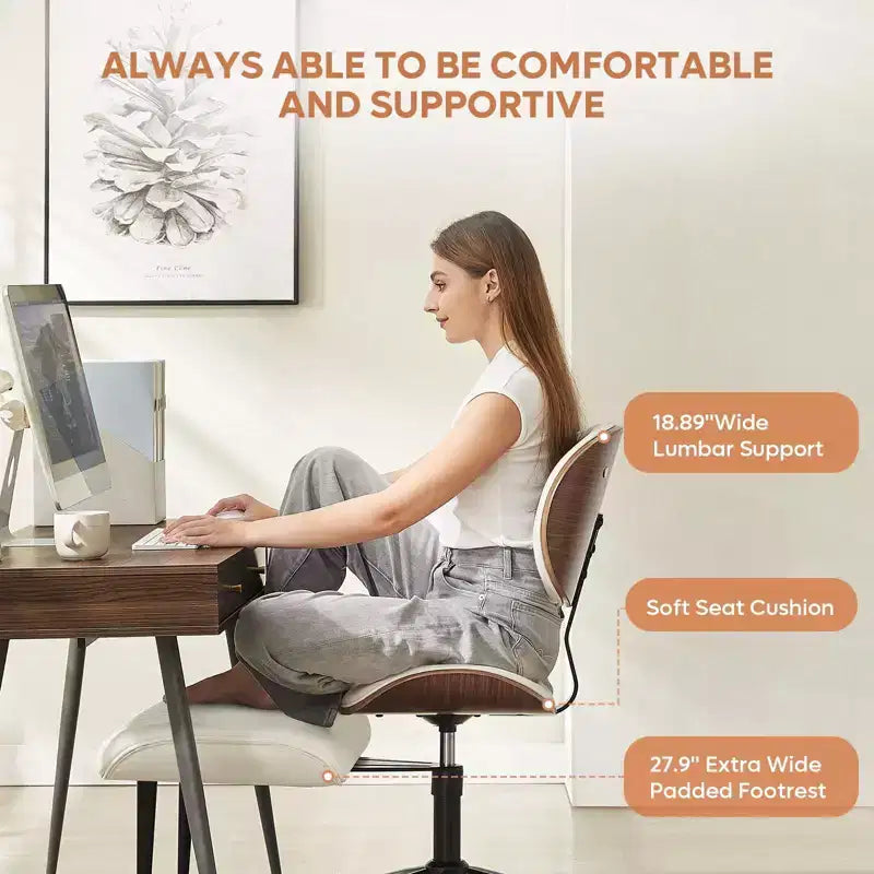 Sedia ergonomica incrociata – in pelle PU, girevole, Nera / Marrone / Rosa / Bianca – 1 persona