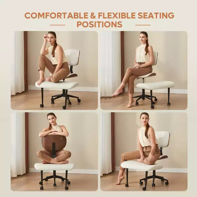 Sedia ergonomica incrociata – in pelle PU, girevole, Nera / Marrone / Rosa / Bianca – 1 persona