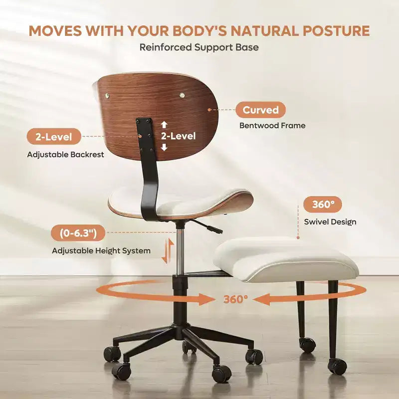 Sedia ergonomica incrociata – in pelle PU, girevole, Nera / Marrone / Rosa / Bianca – 1 persona