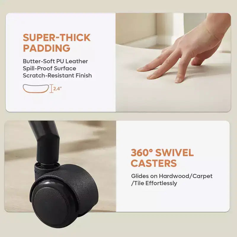 Sedia ergonomica incrociata – in pelle PU, girevole, Nera / Marrone / Rosa / Bianca – 1 persona