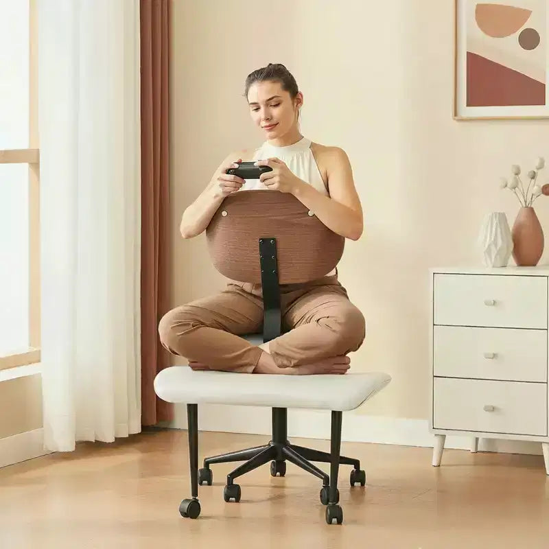 Sedia ergonomica incrociata – in pelle PU, girevole, Nera / Marrone / Rosa / Bianca – 1 persona