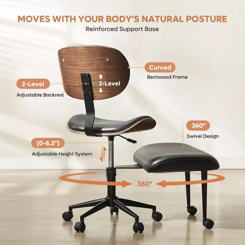 Sedia ergonomica incrociata – in pelle PU, girevole, Nera / Marrone / Rosa / Bianca – 1 persona