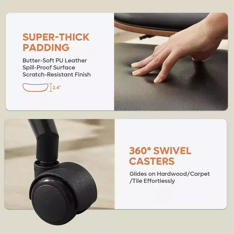 Sedia ergonomica incrociata – in pelle PU, girevole, Nera / Marrone / Rosa / Bianca – 1 persona