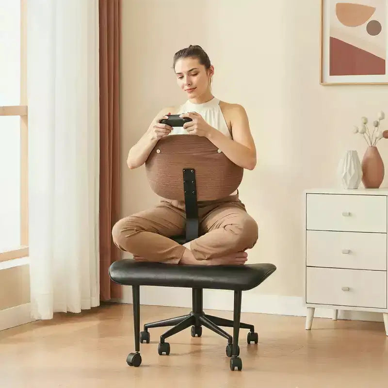 Sedia ergonomica incrociata – in pelle PU, girevole, Nera / Marrone / Rosa / Bianca – 1 persona