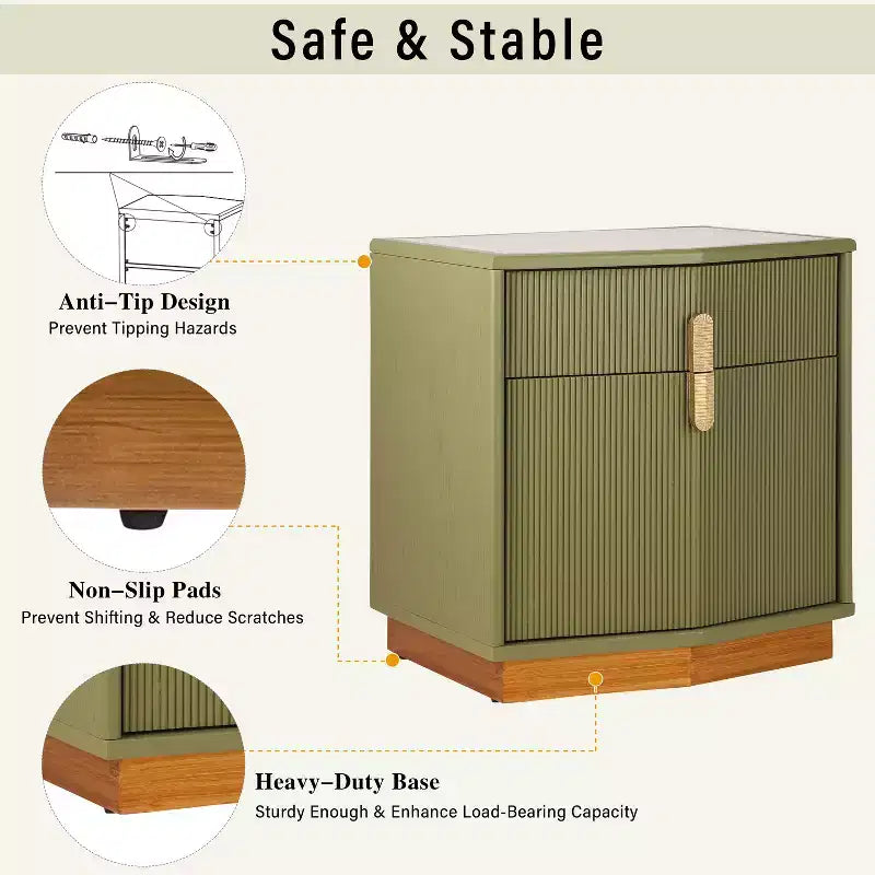 Comodino moderno con 2 cassetti, set da 2 – Cioccolato / Marrone scuro / Verde oliva / Bianco