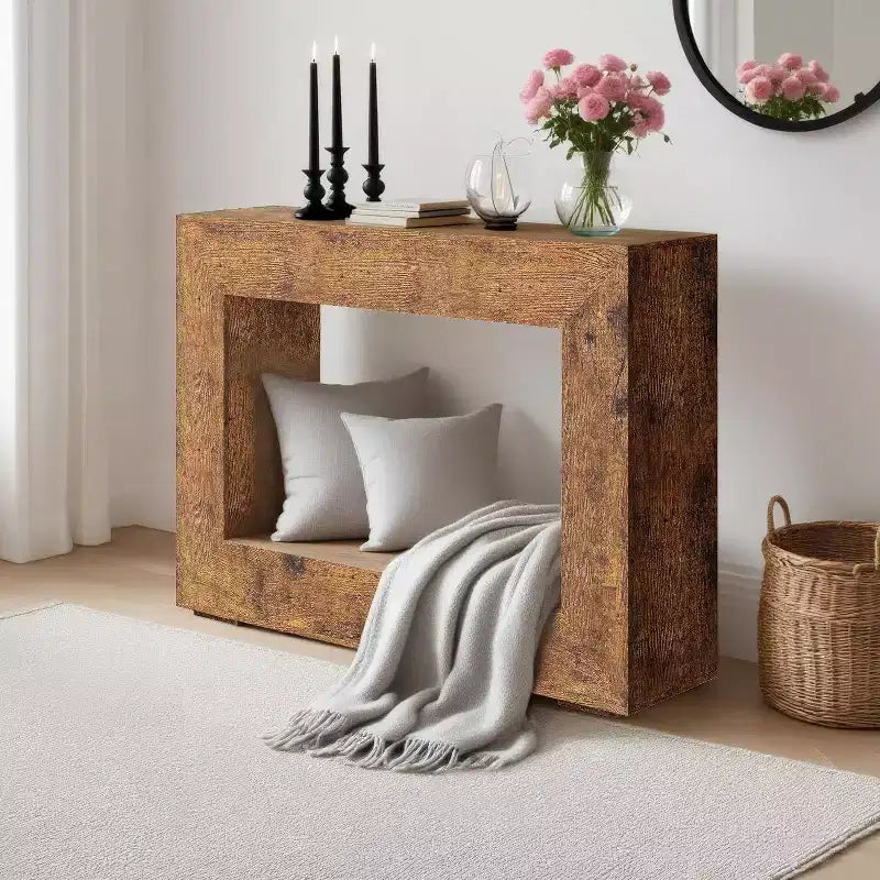 Consolle rustica marrone, rettangolare, montaggio da 1 persona, 119 cm (L)