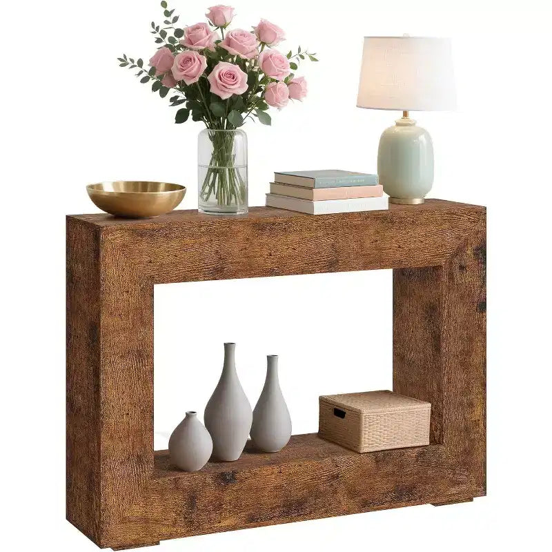 Consolle rustica marrone, rettangolare, montaggio da 1 persona, 119 cm (L)