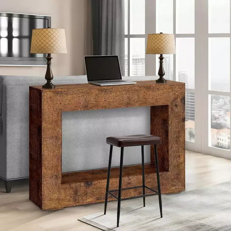 Consolle rustica marrone, rettangolare, montaggio da 1 persona, 119 cm (L)