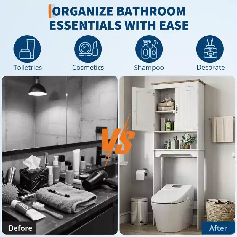 Mobiletto bianco da bagno sopra il WC, 168 cm H, autoportante, doppia anta, montaggio da 1 persona