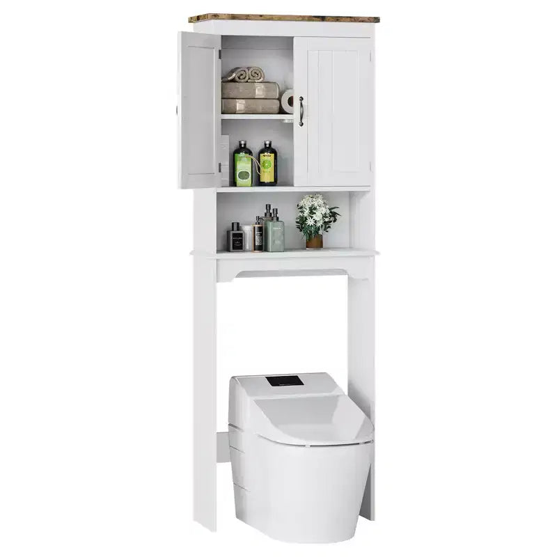 Mobiletto bianco da bagno sopra il WC, 168 cm H, autoportante, doppia anta, montaggio da 1 persona