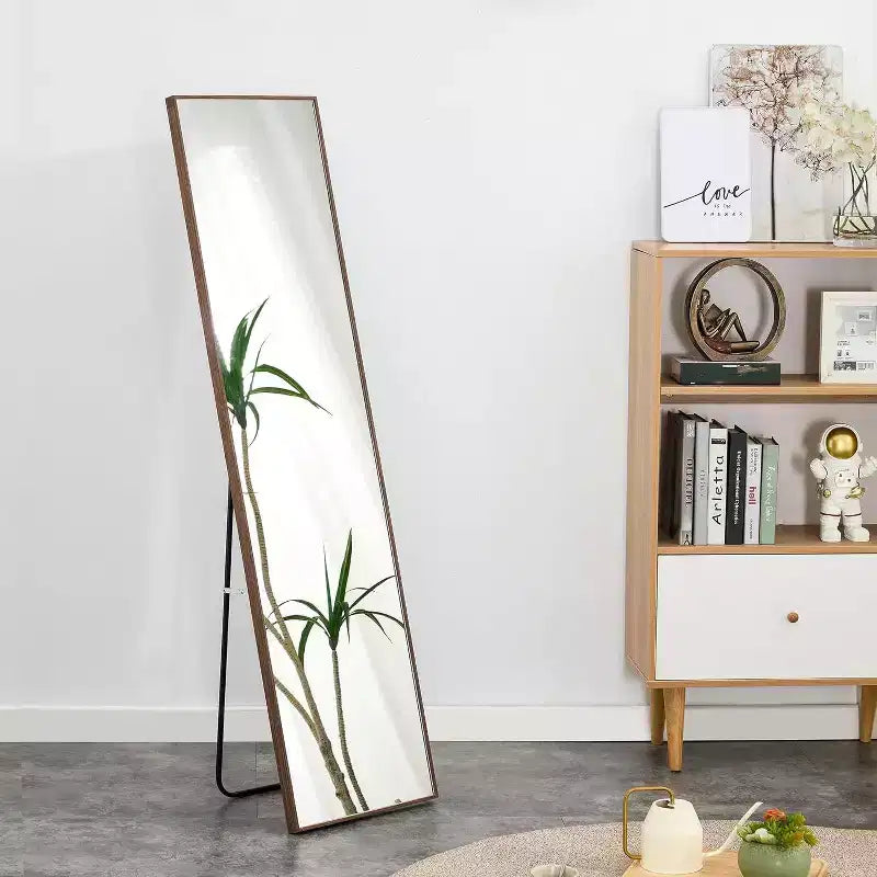 Specchio nero a figura intera con cornice, da pavimento/parete, 147 cm x 38 cm, 1 persona