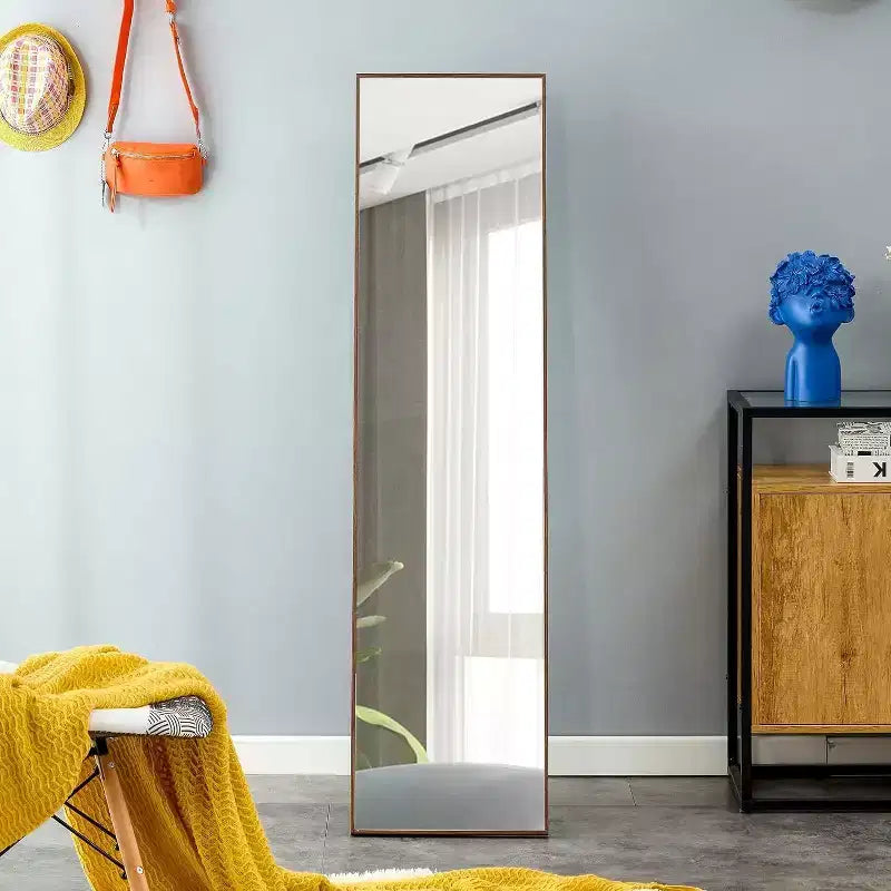Specchio nero a figura intera con cornice, da pavimento/parete, 147 cm x 38 cm, 1 persona
