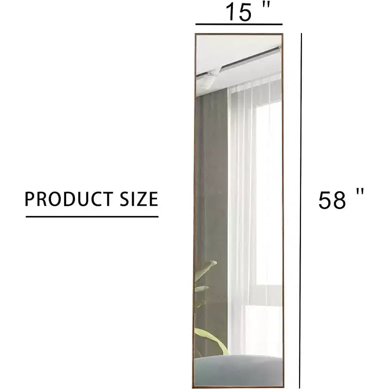 Specchio nero a figura intera con cornice, da pavimento/parete, 147 cm x 38 cm, 1 persona