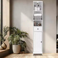 Mobiletto stretto bianco con sportello singolo e cassetto, 168 cm, montaggio per 1 persona