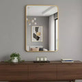 Specchio da parete rettangolare con cornice in alluminio dorato, 91 cm H x 61 cm L