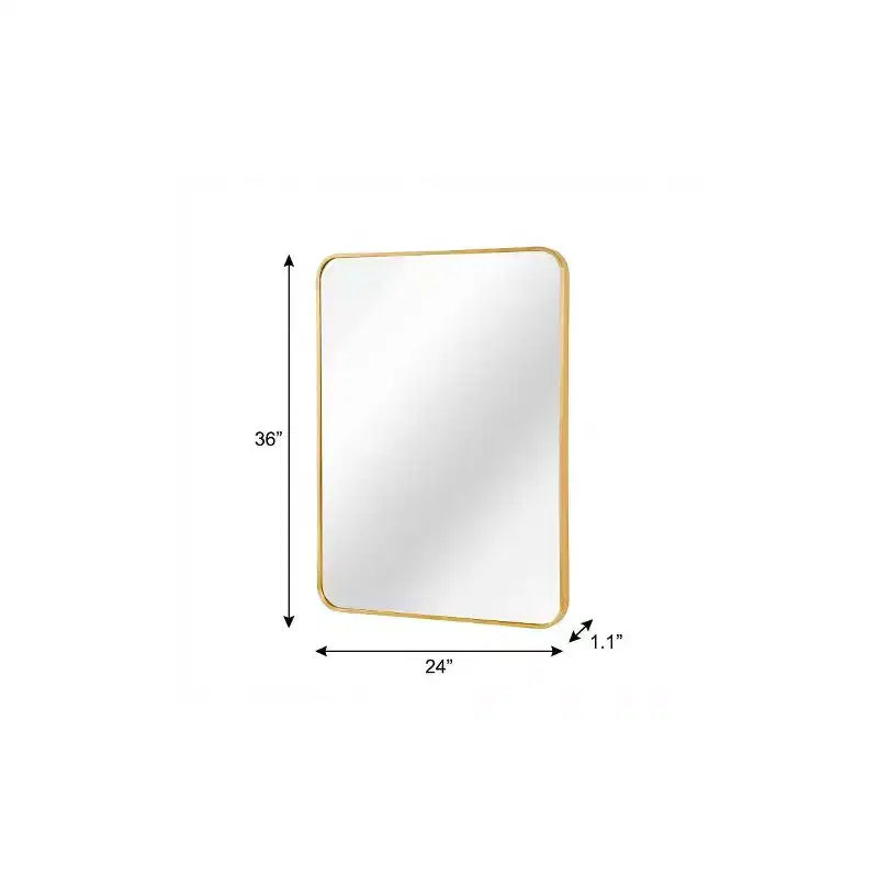 Specchio da parete rettangolare con cornice in alluminio dorato, 91 cm H x 61 cm L