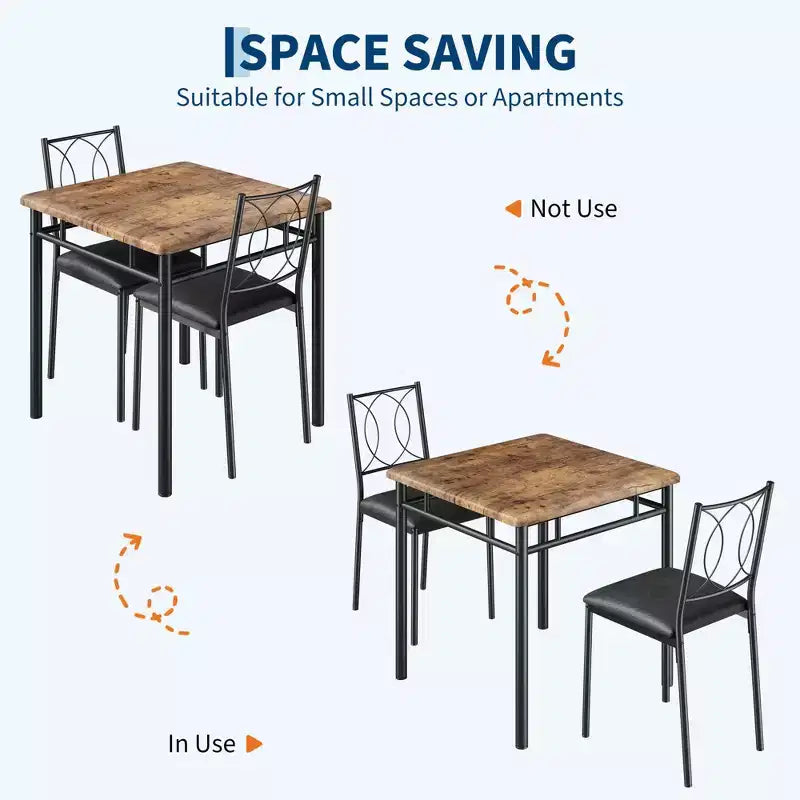 Set tavolo da pranzo quadrato per 2 persone, marrone/grigio/noce, 3 pezzi con sedie imbottite