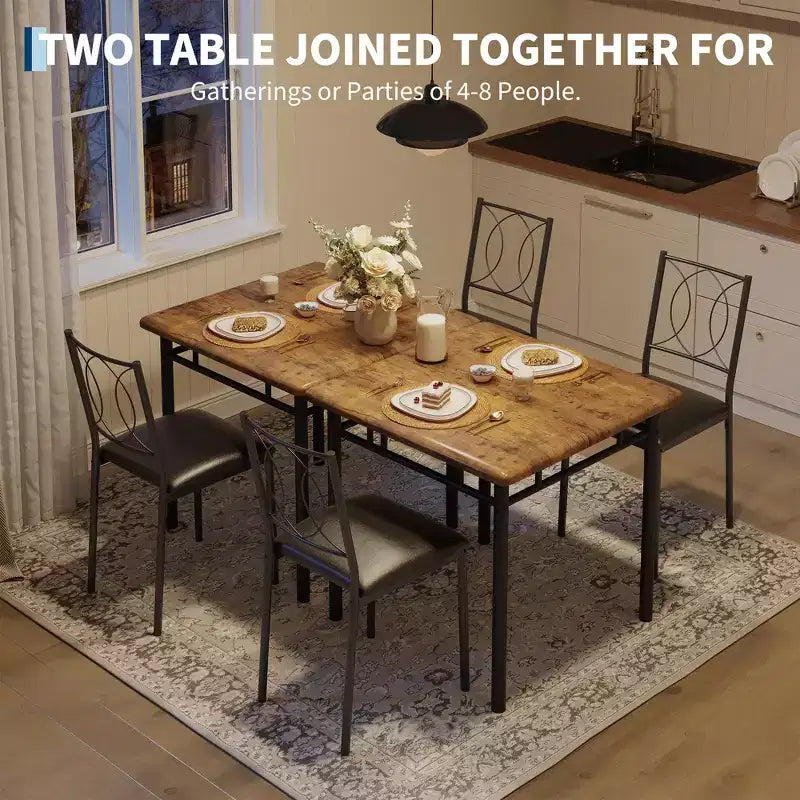 Set tavolo da pranzo quadrato per 2 persone, marrone/grigio/noce, 3 pezzi con sedie imbottite