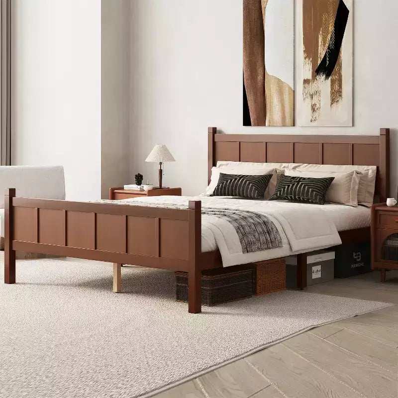 Letto matrimoniale Queen in noce scuro – stile Shaker a pannelli piatti, 1 persona