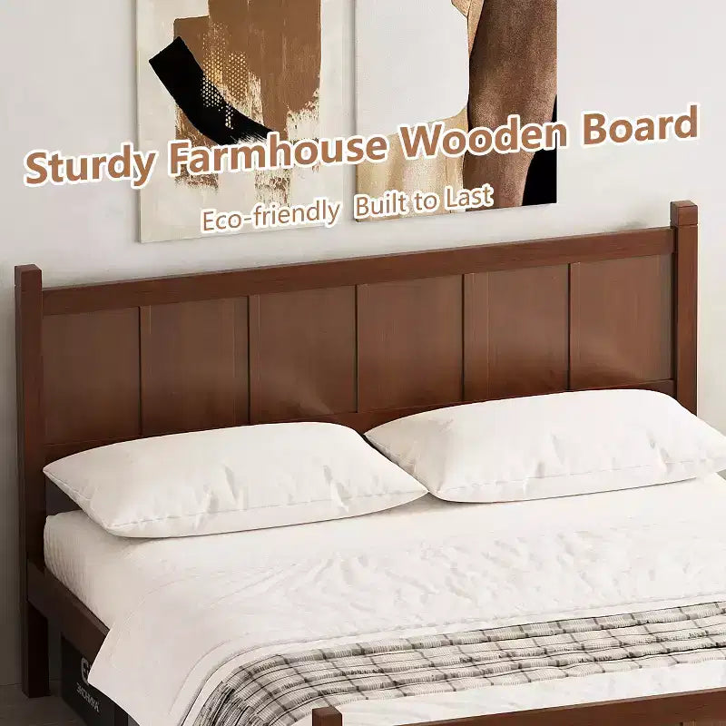 Letto matrimoniale Queen in noce scuro – stile Shaker a pannelli piatti, 1 persona