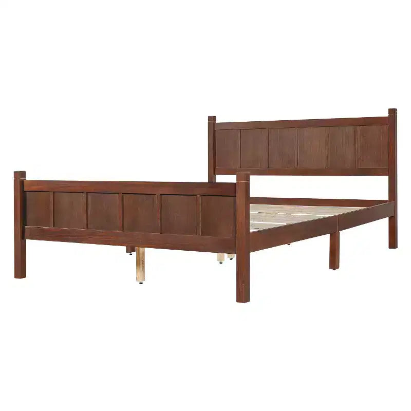 Letto matrimoniale Queen in noce scuro – stile Shaker a pannelli piatti, 1 persona