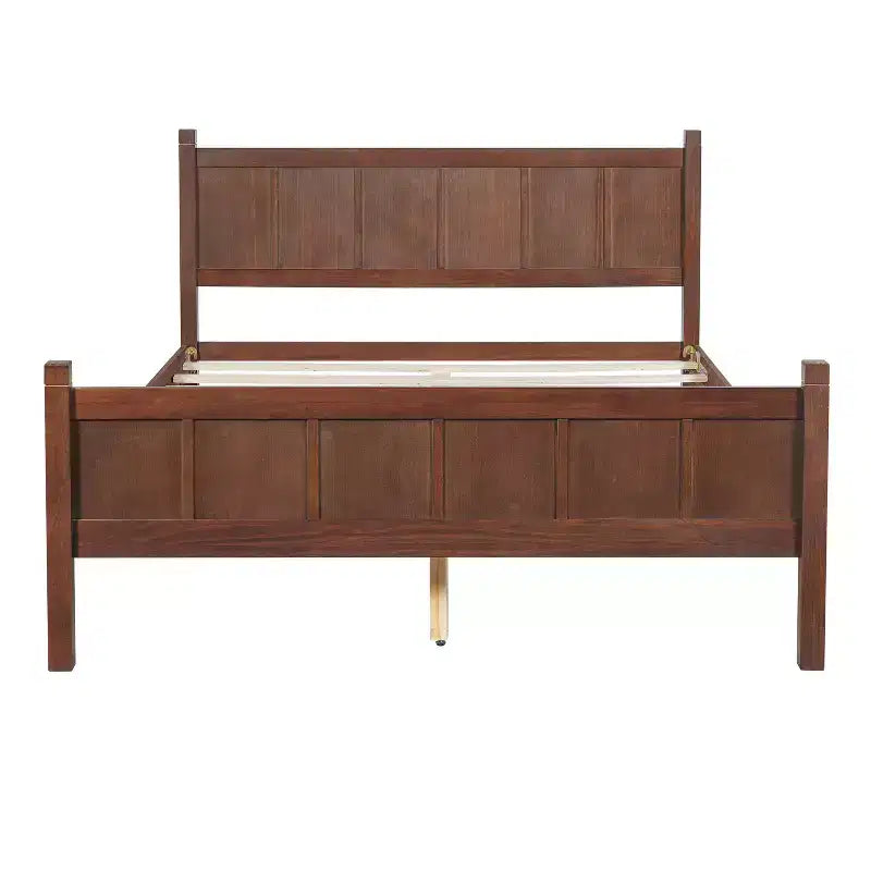 Letto matrimoniale Queen in noce scuro – stile Shaker a pannelli piatti, 1 persona