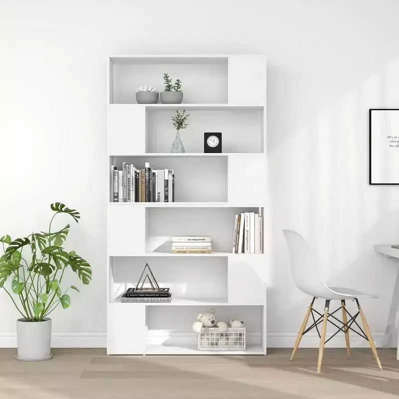 Libreria e Divisorio Bianco Rettangolare – 6 Ripiani, Montaggio per 1 Persona
