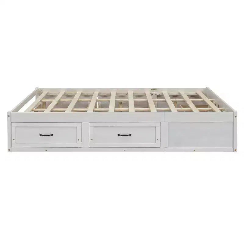 Letto a piattaforma matrimoniale in legno con 6 cassetti, naturale – Per 1-2 persone