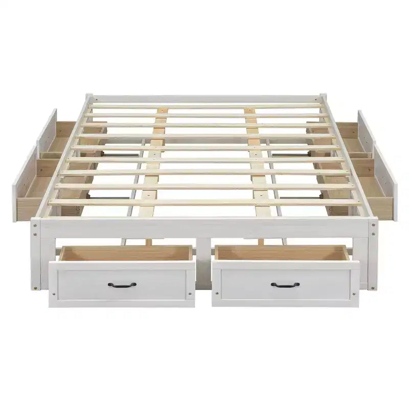 Letto a piattaforma matrimoniale in legno con 6 cassetti, naturale – Per 1-2 persone