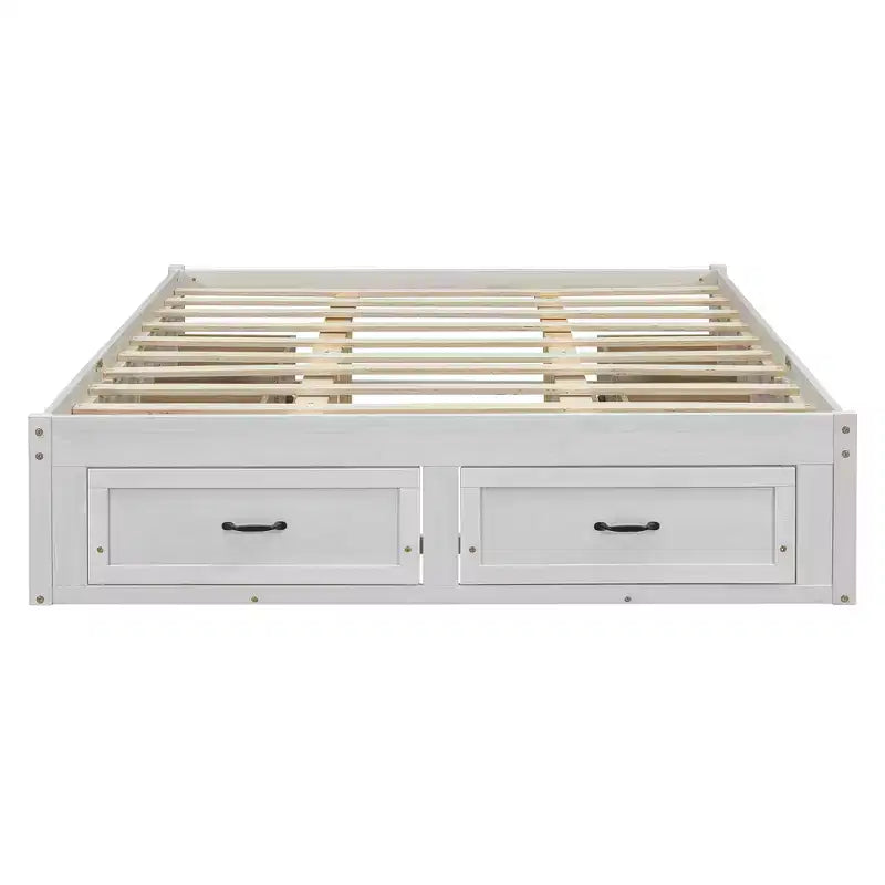 Letto a piattaforma matrimoniale in legno con 6 cassetti, naturale – Per 1-2 persone