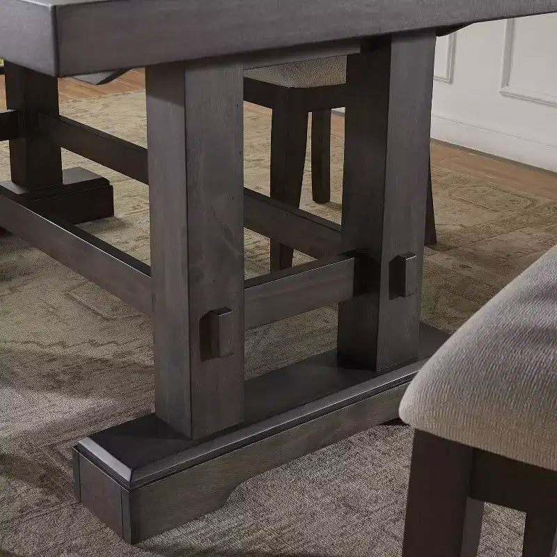 Set da pranzo da 7 pezzi Dusky Cedar – 6 posti a sedere, tavolo allungabile rettangolare