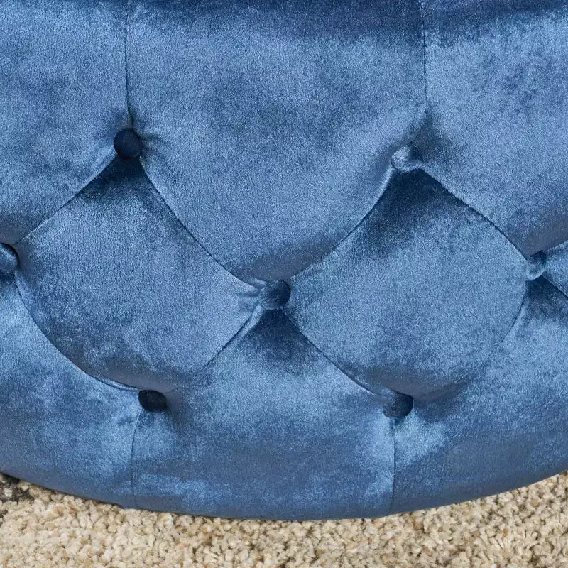 Pouf Contenitore Rotondo in Velluto Blu – 1 Pezzo