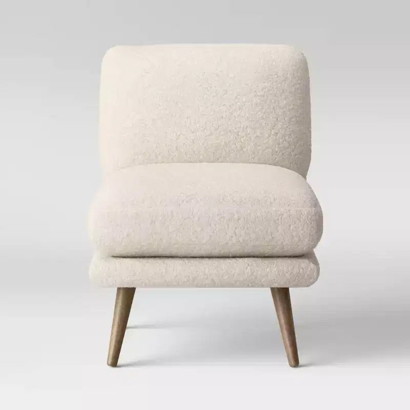 Poltroncina senza braccioli in ecopelliccia beige – 1 posto