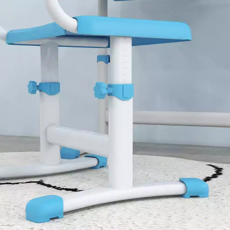 Set Tavolo e Sedia da Studio per Bambini (Blu/Grigio/Rosa) – 1 Posto, Altezza Regolabile con Lampada USB