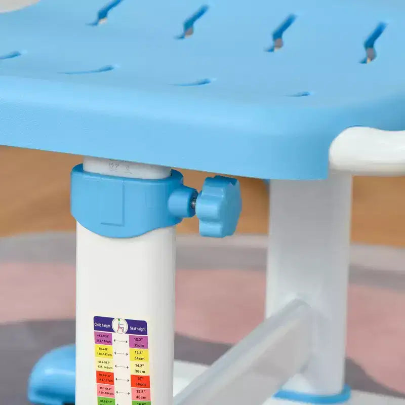 Set Tavolo e Sedia da Studio per Bambini (Blu/Grigio/Rosa) – 1 Posto, Altezza Regolabile con Lampada USB