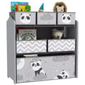Organizer giocattoli per bambini grigio/verde con 6 contenitori portaoggetti – 1 bambino, 3 ripiani e 6 cassetti